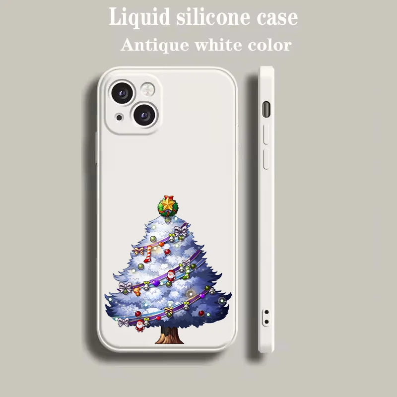 Weihnachtsbaum Neujahr Handyhülle für iPhone 16 15 14 13 12 Pro Max 11 Pro Max 7 8 Plus XS XR Luxus Silikon Shell Taschen – Detail 6