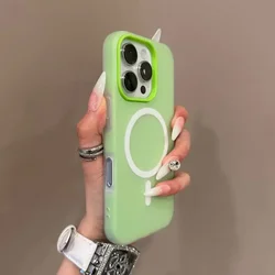 Luxury Candy Color Dual-Function Magsafe Case with Magnetic Wireless Charging - Clear Matte Soft Cover for iPhone 13 Pro Max (Green)