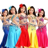 New Style Belly Dance Costume Clothes Wear Kids Dance Child Bellydance Dance India Uniform 2pcs-3pcs Bra&Belt&Skirt 8 colors