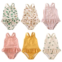 Toddler Baby Girls Swimwear Children Printed Swimsuits Cap+Bikini Sets 2PCS Beachwear Bathing Suits Kids Girls Clothing Sets 1