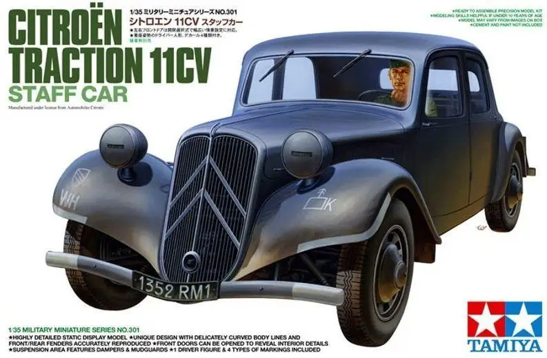 Tamiya 35301 Kit Modello Militare In Scala 1/35 Traction Avant 11Cv Staff Car
