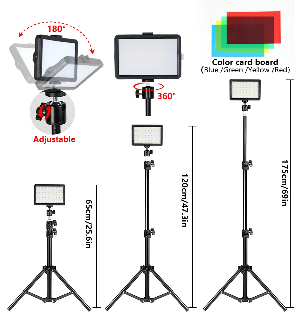 Description Picture 5 of itemProjectors USB Lamp LED Video Light Bulb Panel Photography Lighting Photo Studio Lamp Kit For Shoot Live With Stand RGB Filters