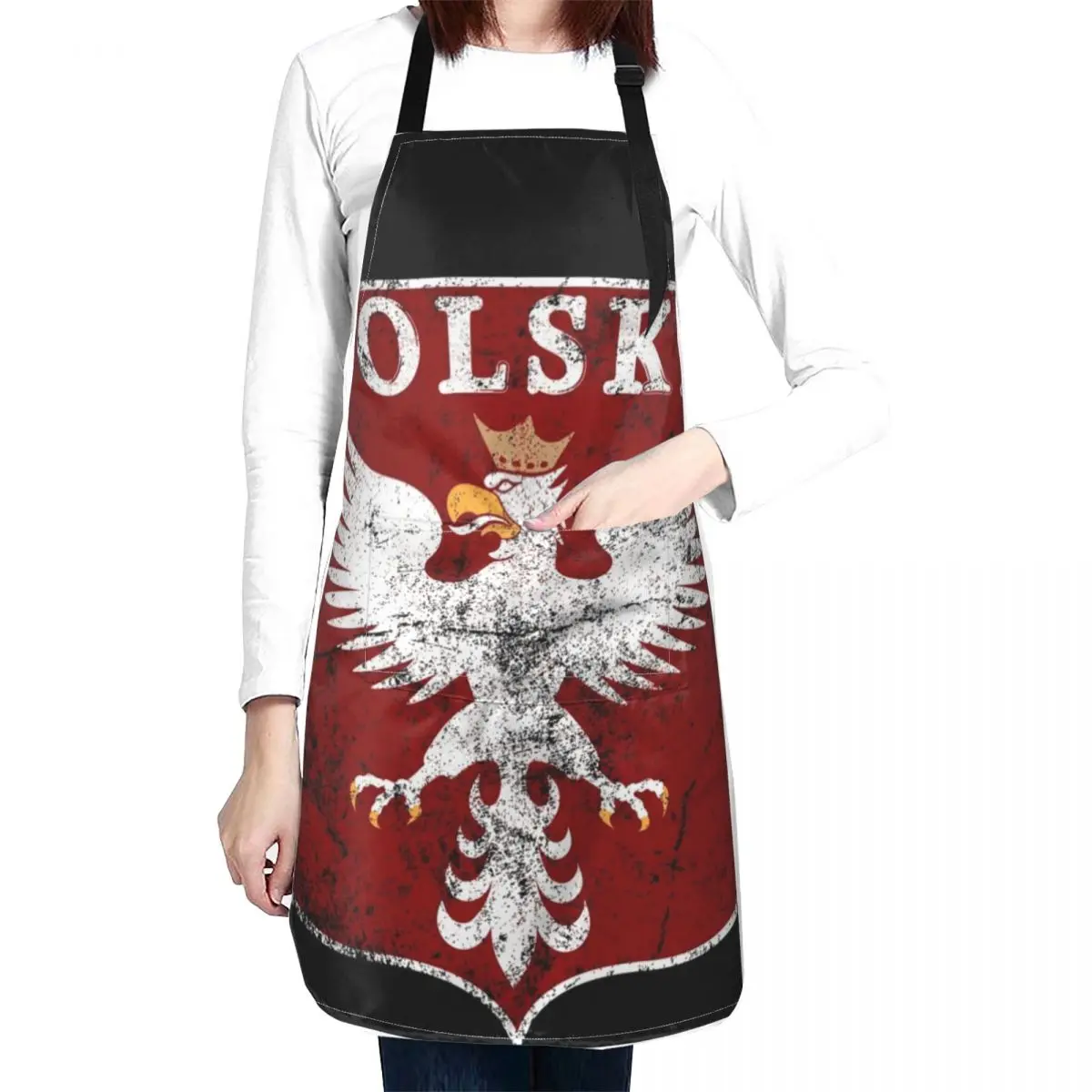 

Vintage Polish Eagle, Polish Historic Coat of Arms, Polands Grunge Classic Style Eagle Apron Apron Waterproof