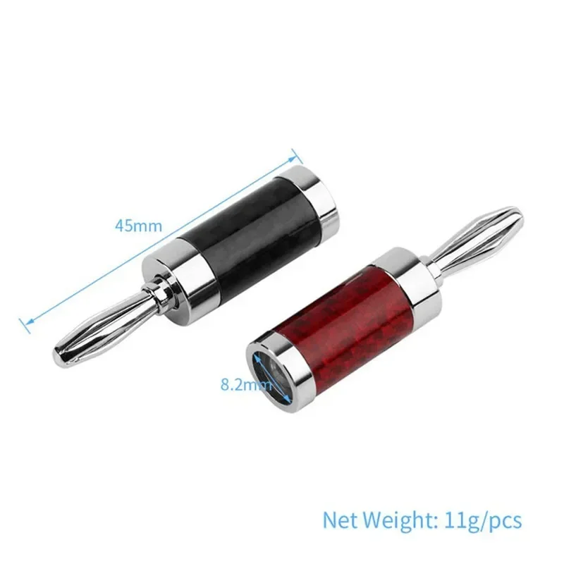 4mm 바나나 플러그 커넥터 앰프 믹서 용 나사 로듐 도금 탄소 섬유 쉘이있는 남성 오디오 커넥터 잭 블랙 레드