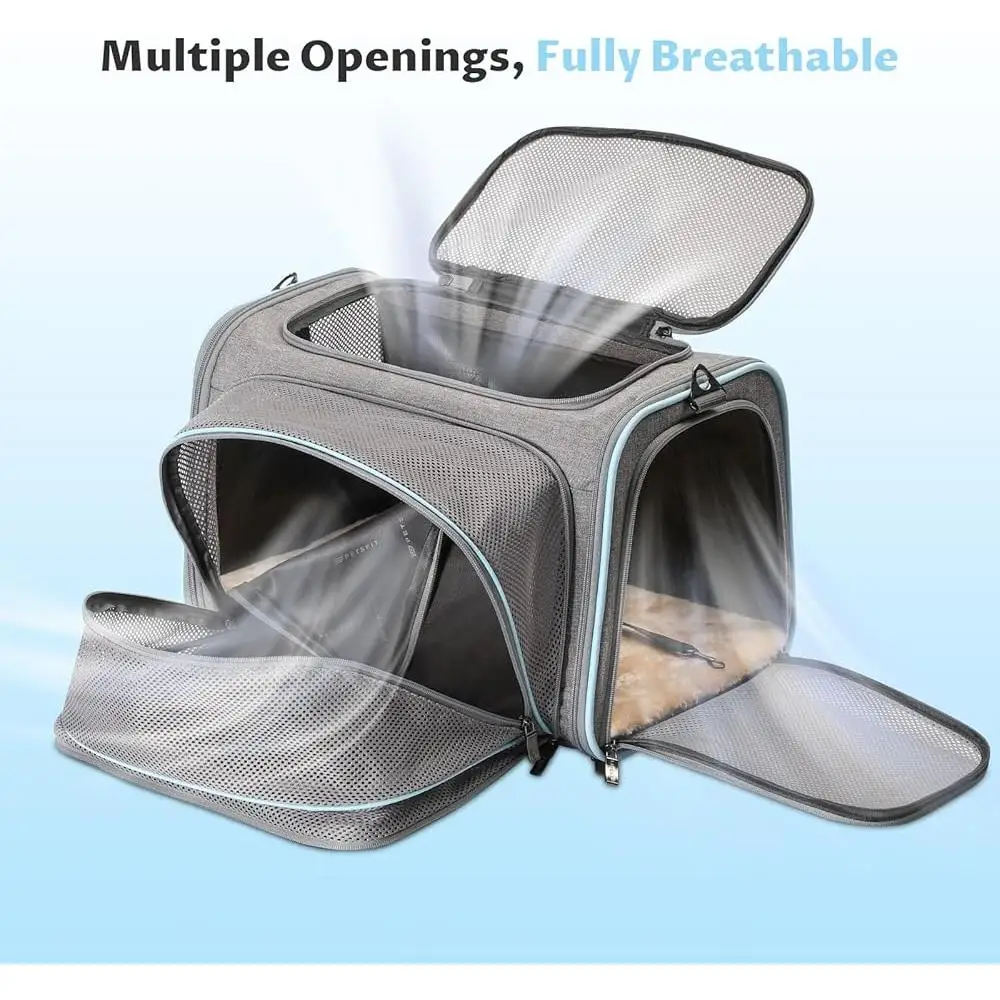 Soft Cat Carrier Airline Approved Expandable Pet Carrier Foldable Lightweight Travel Cats Dogs Rabbits with Removable