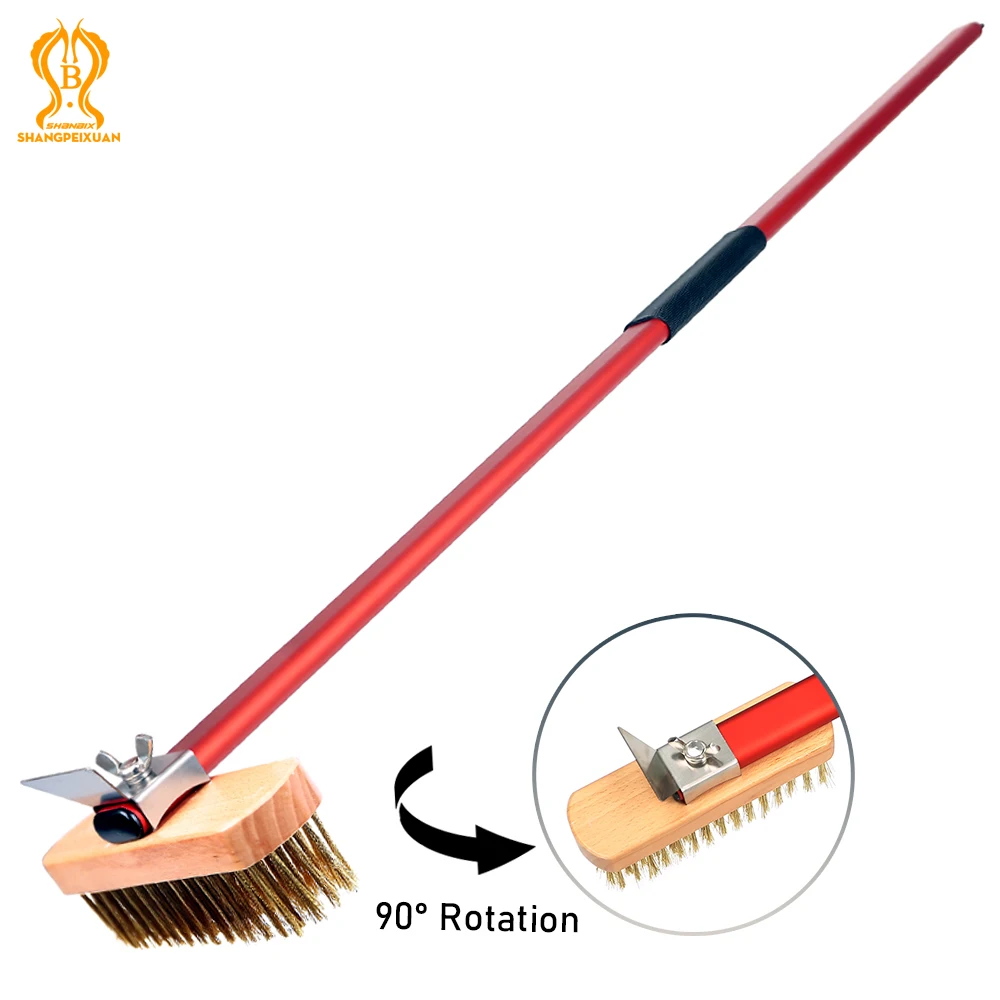 SHANGPEIXUAN-cepillo para horno de Pizza de 39 pulgadas con raspador, cepillo de limpieza de latón para parrilla comercial, mango extendido, accesorios para Pizza