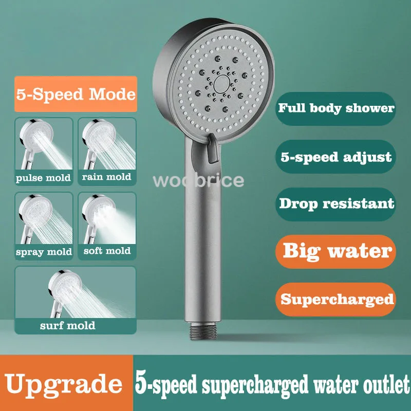 Enhanced High-Pressure Adjustable Shower Head with Hose and One-Key Stop Function