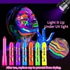 6PCS/12PCS Neon UV Glow Face&Body Painting Kit Crayons-Vibrant Black Light-up Make-up sticks for Mardi Gras,Halloween,Masquerade 3