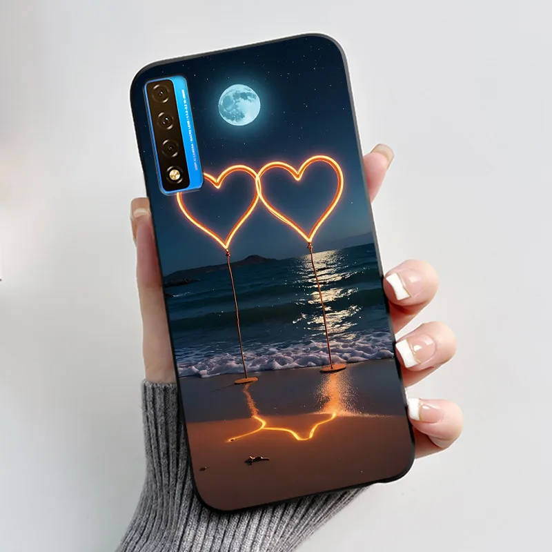 Floral Pattern Shockproof Case - Fashion Cartoon Design, Soft Black Cover