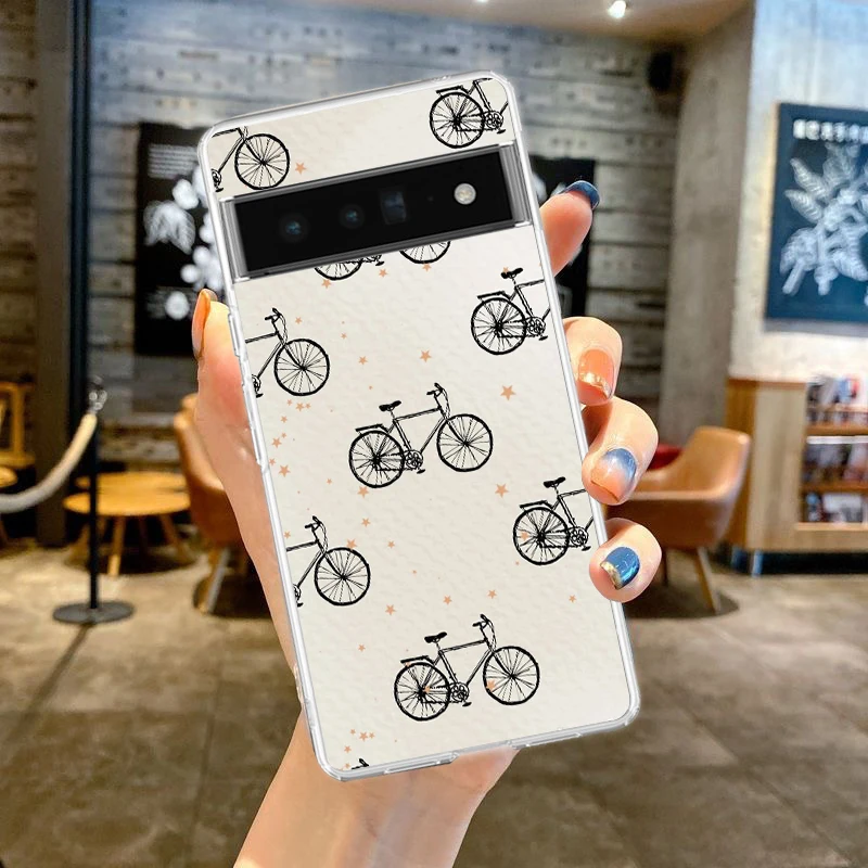 Clear TPU Phone Case with Mountain Bike Art Design
