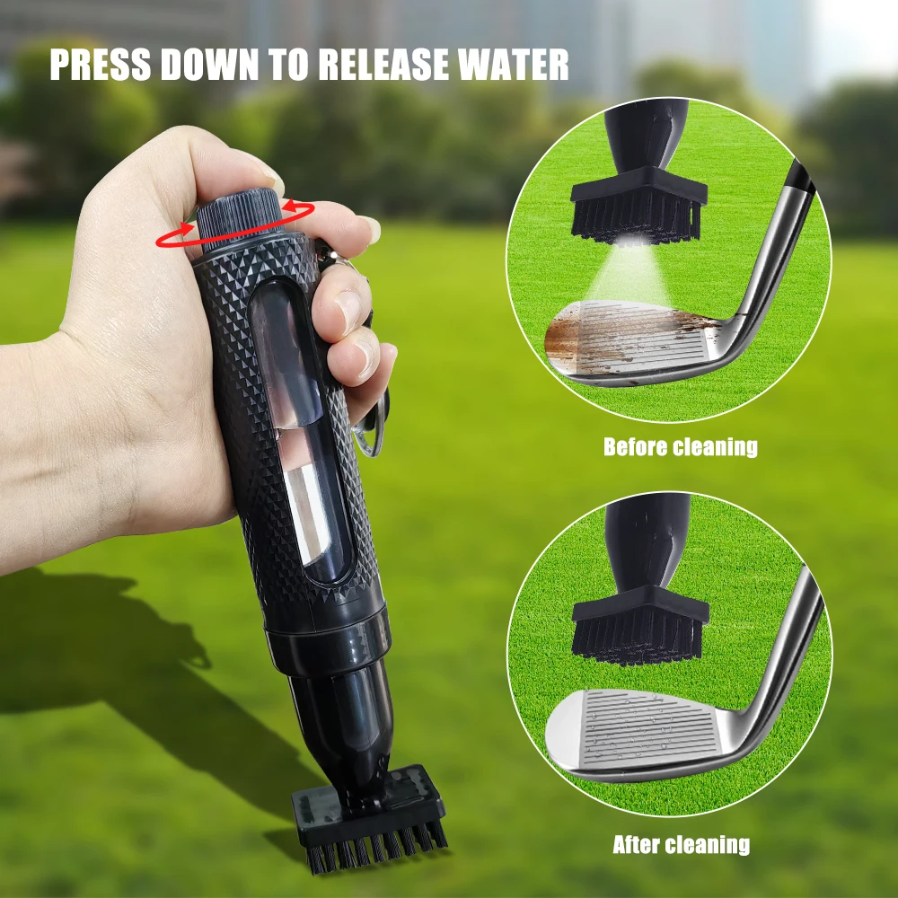 Golf Club Cleaning Brush New Press Water Spray Brush With Carabiner Portable Golf Club Groove Brush Golf Swing Cleaning Products 4