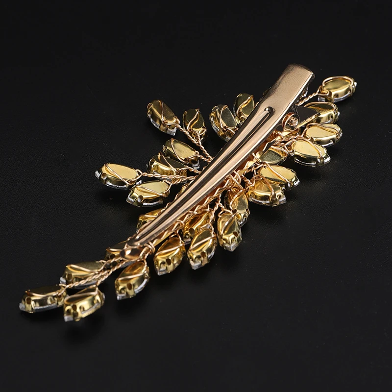 Trendy Silver Rhinestone Bridal Hair Clip for Women Red Handmade Wedding Hair Accessories Gold Party Bride Hairpiece Green Tiara