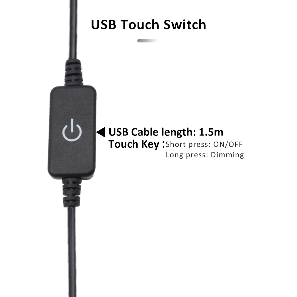 304 501 On Off 라이트 인라인 스위치 DC 5V 1M USB 전원 코드 충전 남성 케이블 터치 버튼 확장 LED 스트립 용 조광기 코드