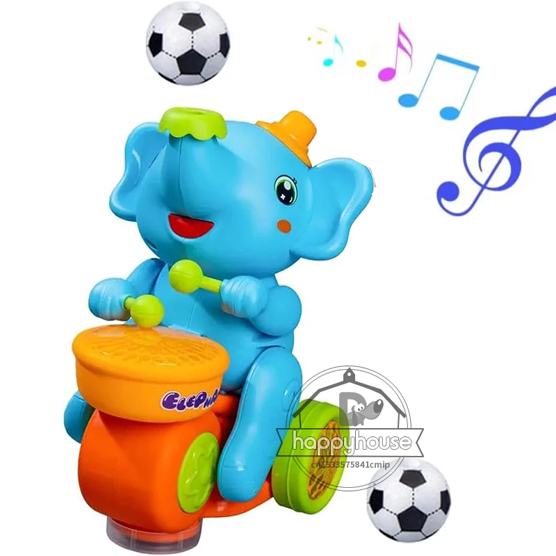 Musical Elephant Toy Walking Drummer with LED Light Music Sensory Activity Learning Educational for Kid