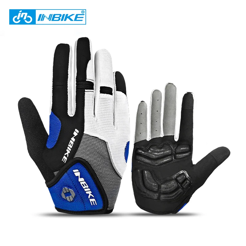 

INBIKE Cycling Gloves Touch Screen Bicycle Sports Gloves Shockproof MTB Full Finger Bike Road Glove for Biker Men with Palm Pad