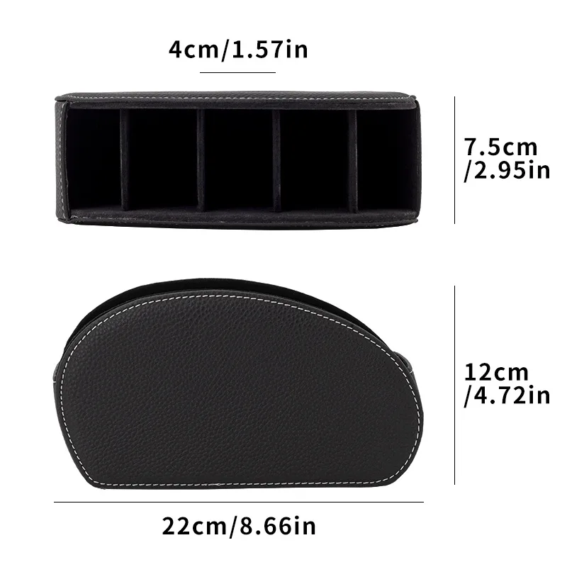 Remote control desktop storage box, office desktop organizing PU leather cosmetics five compartment storage box