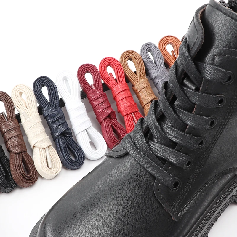 1Pair Waxed Cotton Shoelaces Waterproof Leather Shoelace Sneakers Boots Flat Laces for Shoes Accessories 70/90/120/150cm