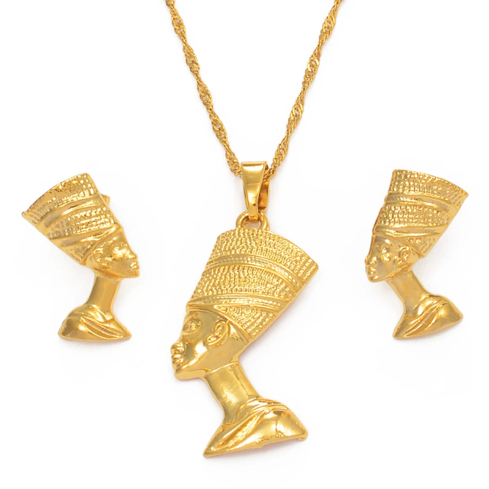 Collier Sautoir Avec Pendentif Reine Néfertiti - Métal Argenté - Égypte