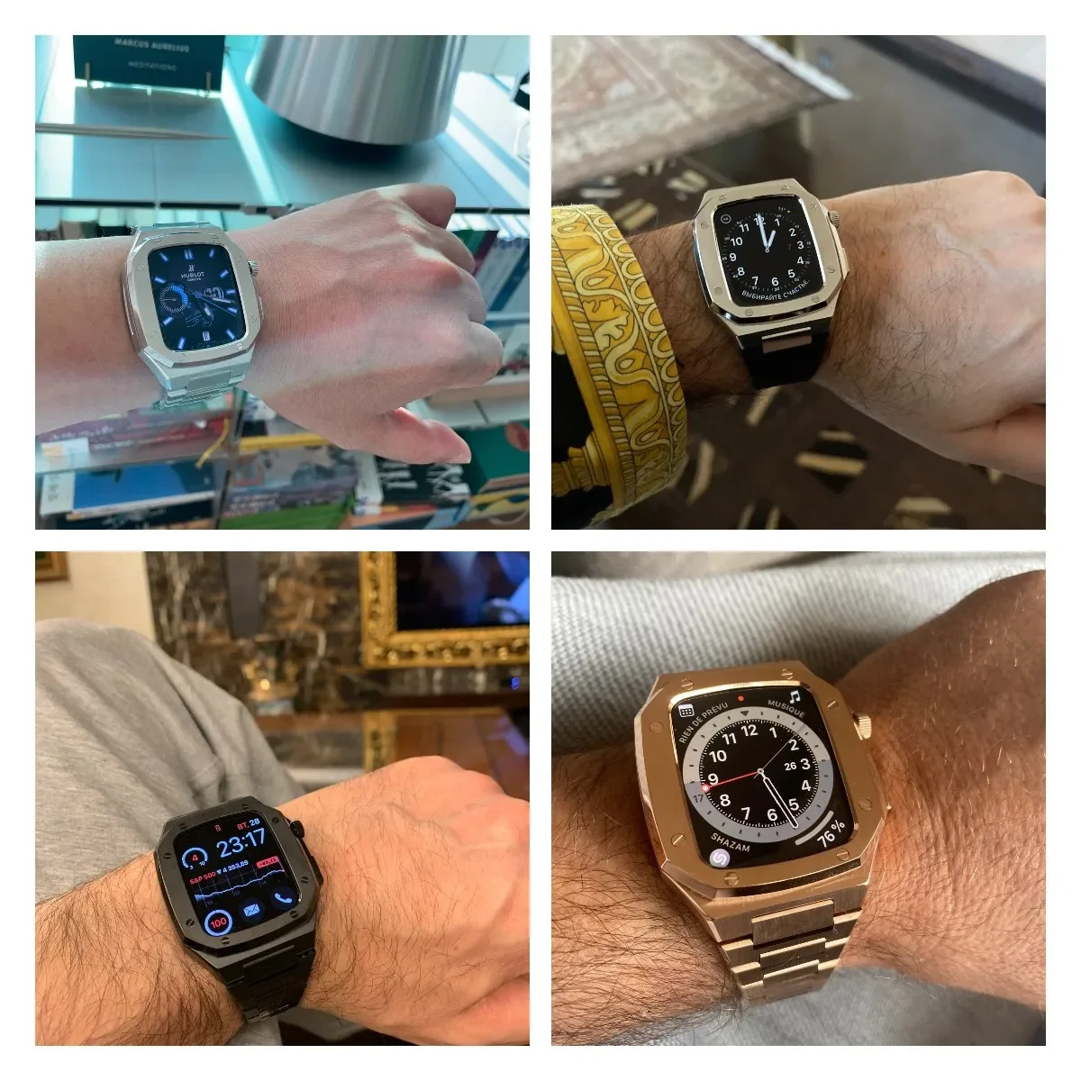 Luxury Stainless Steel Apple Watch Band with Metal Bezel Case
