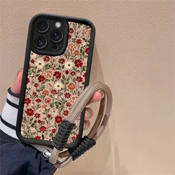 Floral Print Strap Rope Phone Case - Samsung A34 5G (S21382)