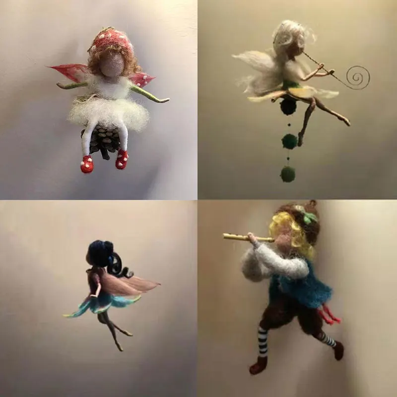 1Set Little Fairy DIY Wool Needle Felting Material Package Wool Felt Craft Poke Set Handcraft Kit For Needle Felting Kids Gift needle felting kit wool felting kit