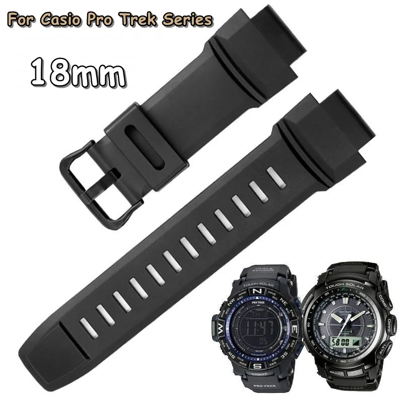 Cinturino Per Orologio In Silicone Da 18Mm Per Casio Pro Trek Prw-3500/2500/5100 Prg-260/550/250/500 Serie Sport Cinturino Da Polso Impermeabile Per U