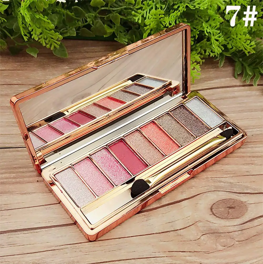 9 Colors Glitter Eyeshadow Fashion Eye Shadow Palette & Makeup Cosmetic Brush Set For Women Nude Shades eye shadow eye shadow plate glitter makeup accessories