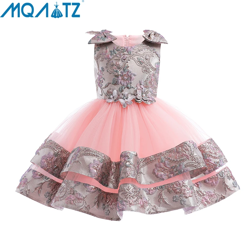 

MQATZ Summer Dress 1 Year Pink Puffy Kids Bow Christening Princess Brithday Vestidos Toddler Children Baptism Baby Girl Clothes