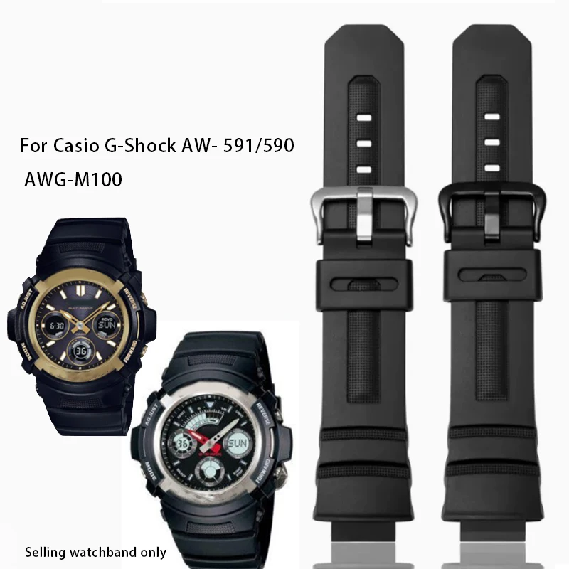 16mm High Grade Rubber Wrist Strap For Casio G-Shock AW- 591/590