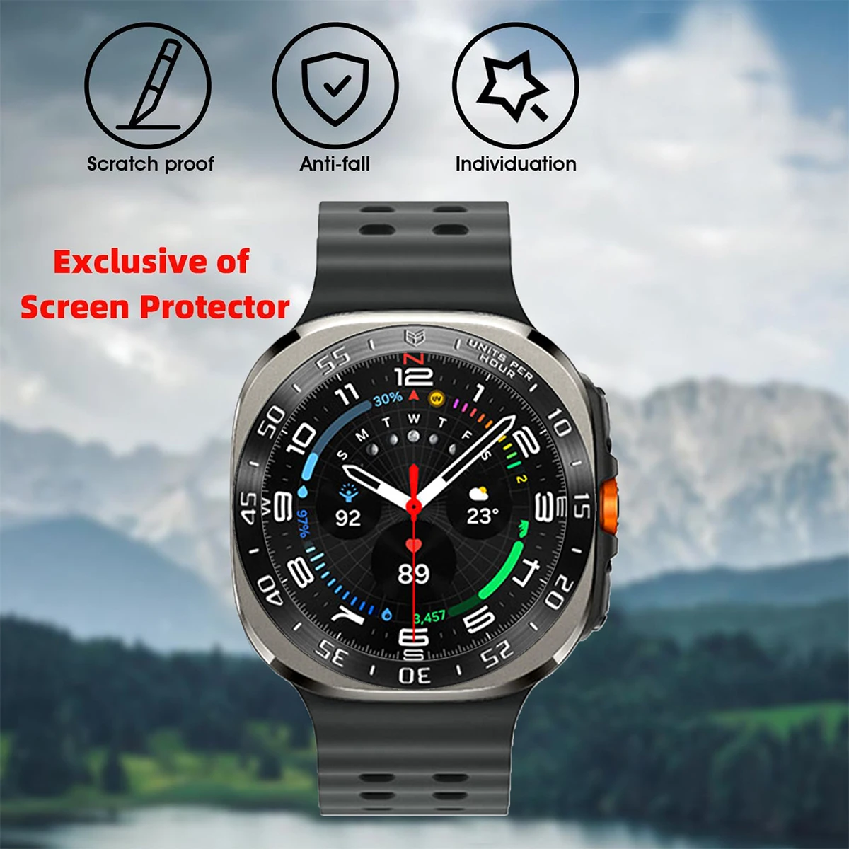 Sleek Metal Bezel Adhesive Bumper for Smartwatch - Premium Time Ring Case Decor Accessory