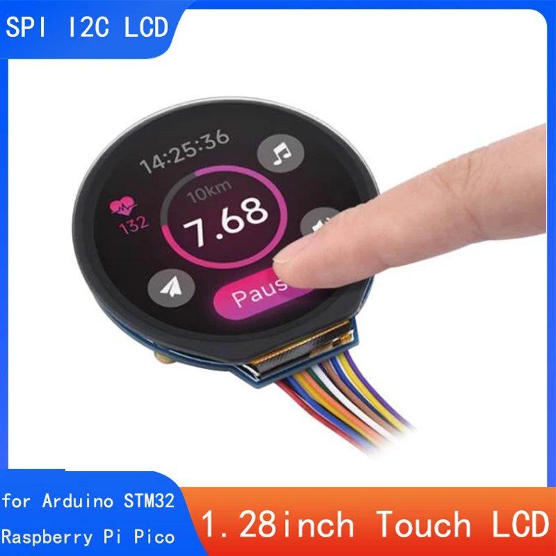 

1.28inch IPS Touch LCD Display Module MCU Round Screen 240×240 Resolution Use SPI And I2C For Arduino STM32 / Raspberry Pi Pico