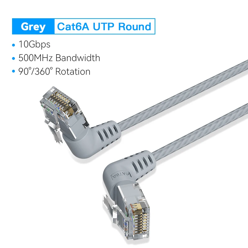ตัวเลือกสินค้า สายอีเธอร์เน็ต CAT6A 10Gbps หมุนได้ 360 องศา สำหรับเครือข่ายเร็ว