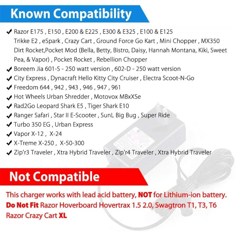 Universal 24V Scooter Battery Charger - 3A/5A Power Output