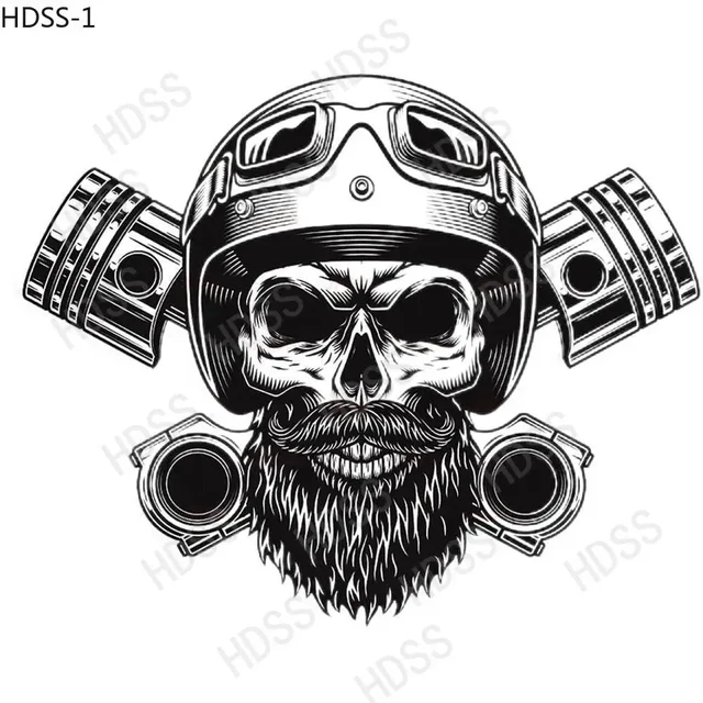HDSS-Skull Sticker Car Motorcycle Vinyl Sticker for Helmet Laptop Decorative Funny Decal