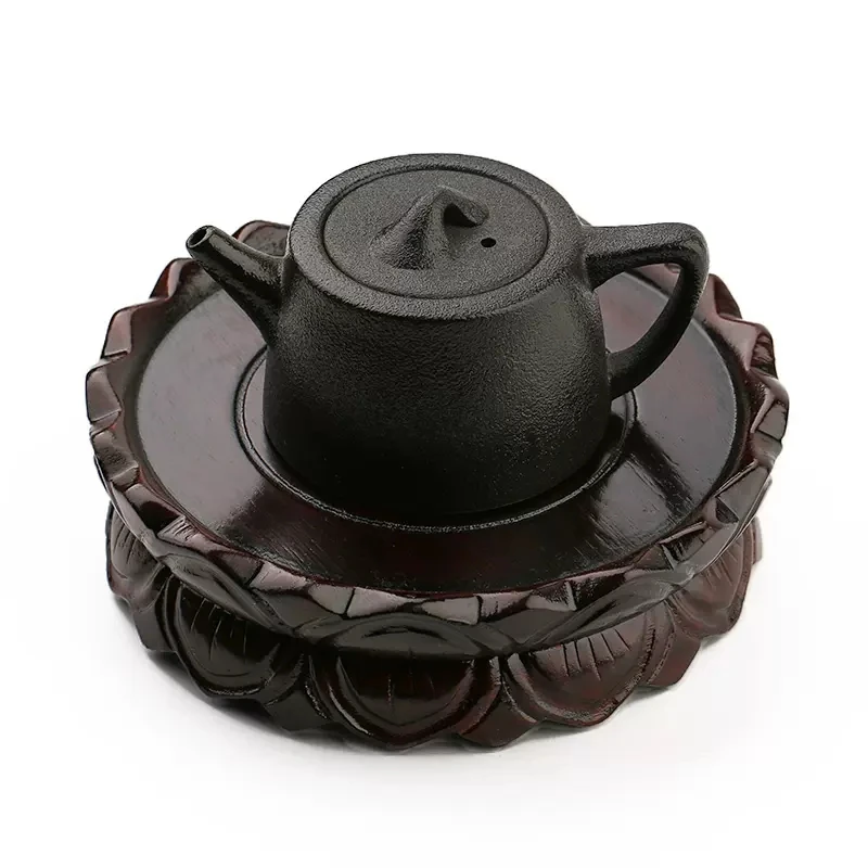 Solid Wood Round Shape Lotus Pedestal, Buddha Statue, Consecration Table, Incense Burner Base, Home Decoration
