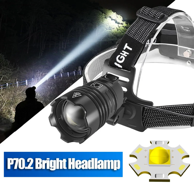 

Powerful XHP70.2 15000LM Led Headlamp Headlight Zoom Head Lamp Flashlight Torch 18650 battery USB-C Rechargeable Fishing Lantern