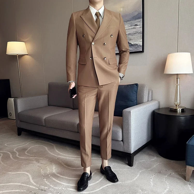 thumbnail image 1 of Conjunto de traje de 2 piezas de corte entallado para hombre, alta calidad, tendencias 2024, trajes y blazers completos para hombre, ropa de lujo para primavera y otoño, 1 of 5