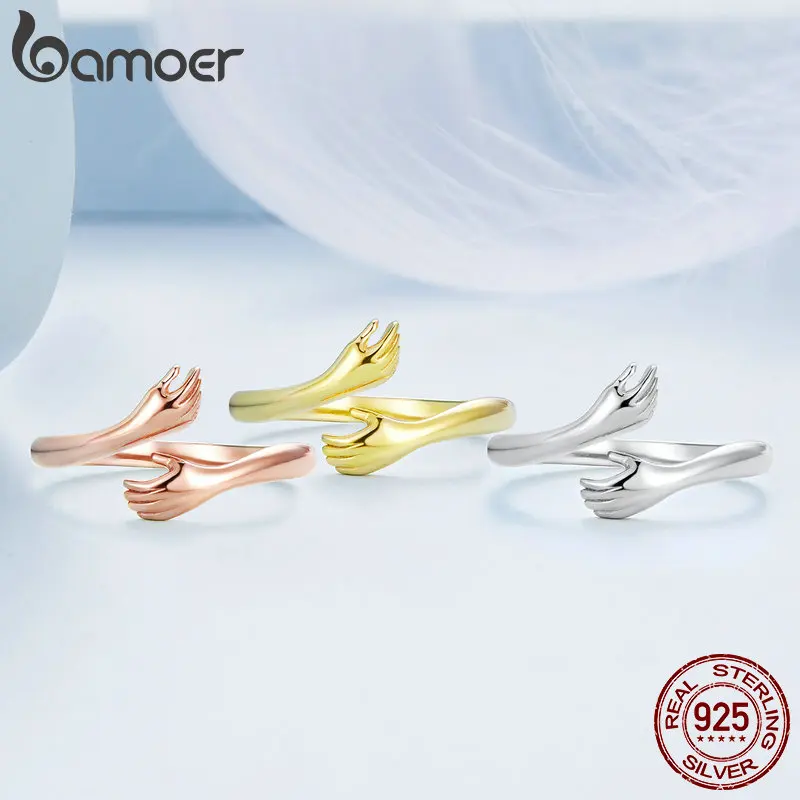 925 Sterling Silver Hug Open Ring Adjustable for Women Party Jewelry Family Gift Silver Rings Silver Ring