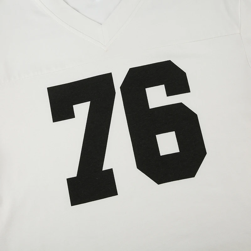 Digital Print Casual Loose White T Shirts For Women V Neck Short Sleeve Preppy Streetwear Summer Top Tees Football Jersey