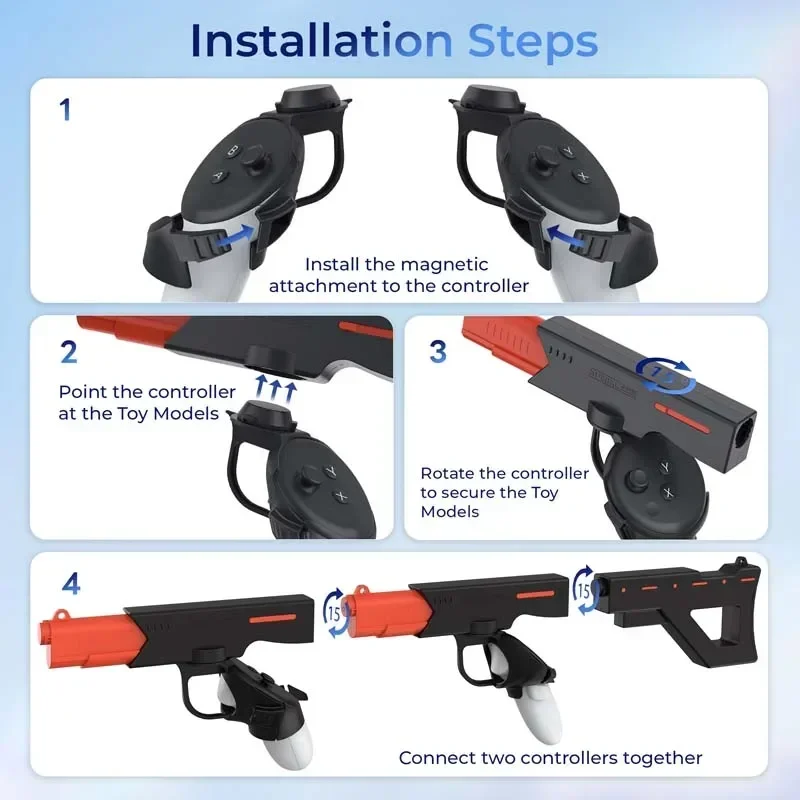 For Meta Quest 3S Gun Stock VR Controller Magnetic Gunstock Stand Enhanced FPS Gaming Experience For Oculus Quest 3 AccessoriesB