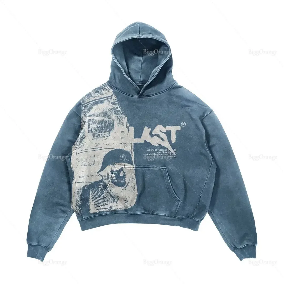 thumbnail image 1 of Sudadera con capucha con estampado de calavera para hombre, abrigos Retro Y2K, ropa de calle gótica informal, Harajuku, 1 of 3