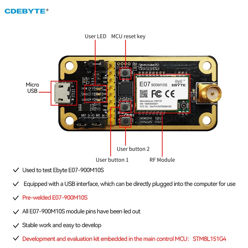 Wireless Module CC1101 868MHz 915MHz Development Kit Ebyte E07-900MBL-01 Soldered E07-900M10S Compatible with E07/E30/E220/E32/E22 IoT
