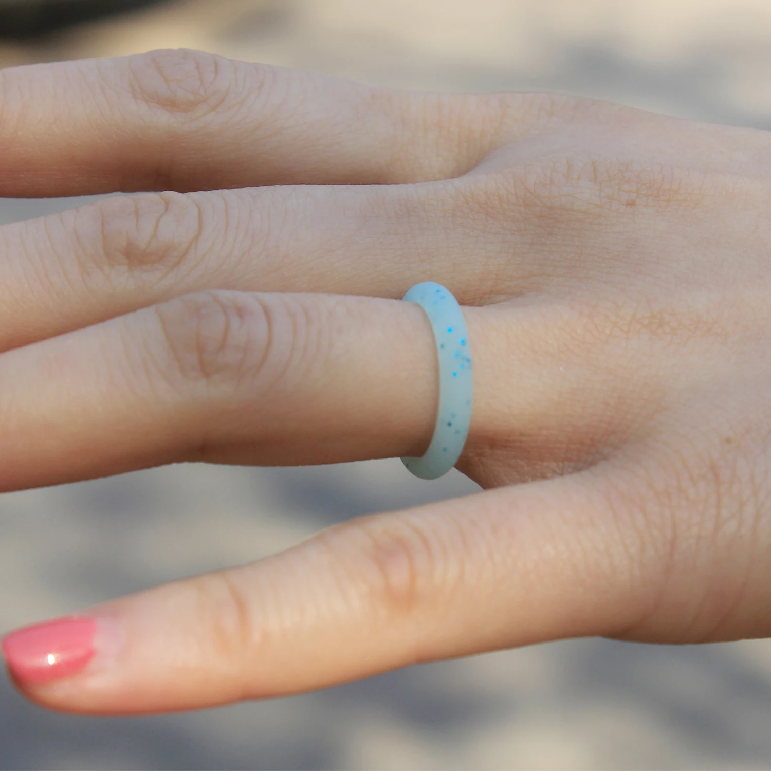 3mm Width Size 4-10 Gloss and Glitter Silicone Ring Set Hypoallergenic for Women Girls Fashion Party Engagement Gifts
