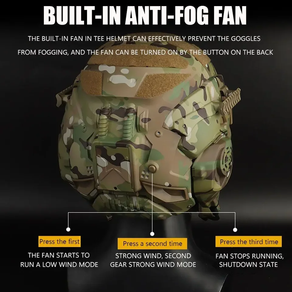 Airsoft Tactical Helm Mit Anti-Nebel Brille - Vollgesichtsschutz Mit Gehörschutz