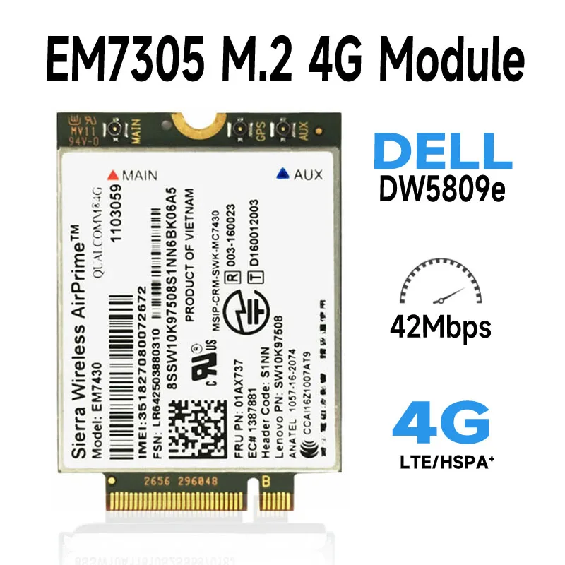 Dw5809E K2W44 Per Sierra Wireless Em7305 M.2 Ngff 4G 100 M Lte Modulo Della Scheda Wwan Dell E7450 E7250/ 7250 E5550/5550 E5450/5450