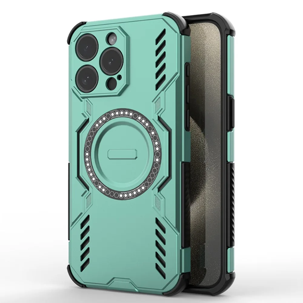 Rugged Magnetic Shockproof Armor Phone Case with Wireless Charging Compatibility