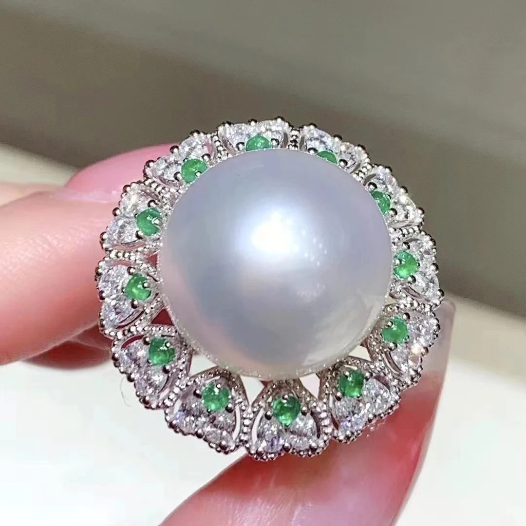 

MJ Jewelry 925 Sterling Silver Natural Fresh Water 10-11mm White Pearls Rings for Women Fine Pearls Rings Holidays' Presents