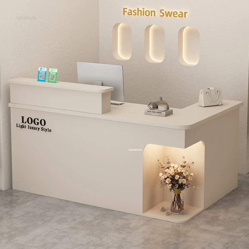Nordic Beauty Salon Reception Counter Office Furniture Creative Company Corner Reception Desk Clothing Store Cashier Bar Counter