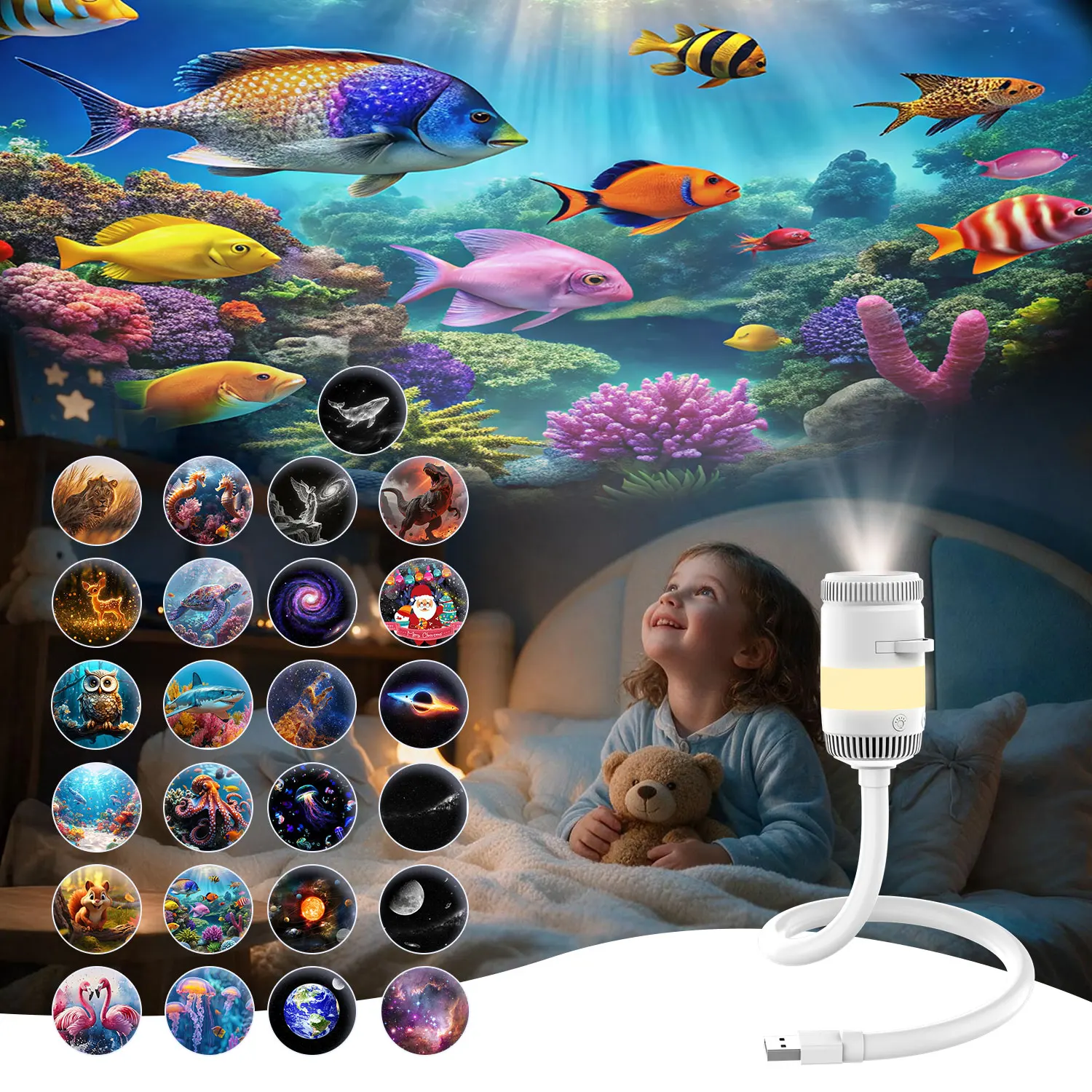 جهاز عرض النجوم من Ausyle Galaxy Star Projector، مصباح LED ليلي على شكل قنديل البحر يعرض سماء مليئة بالنجوم، مناسب لتزيين غرفة النوم والمنزل، يضفي أجواءً مميزة.