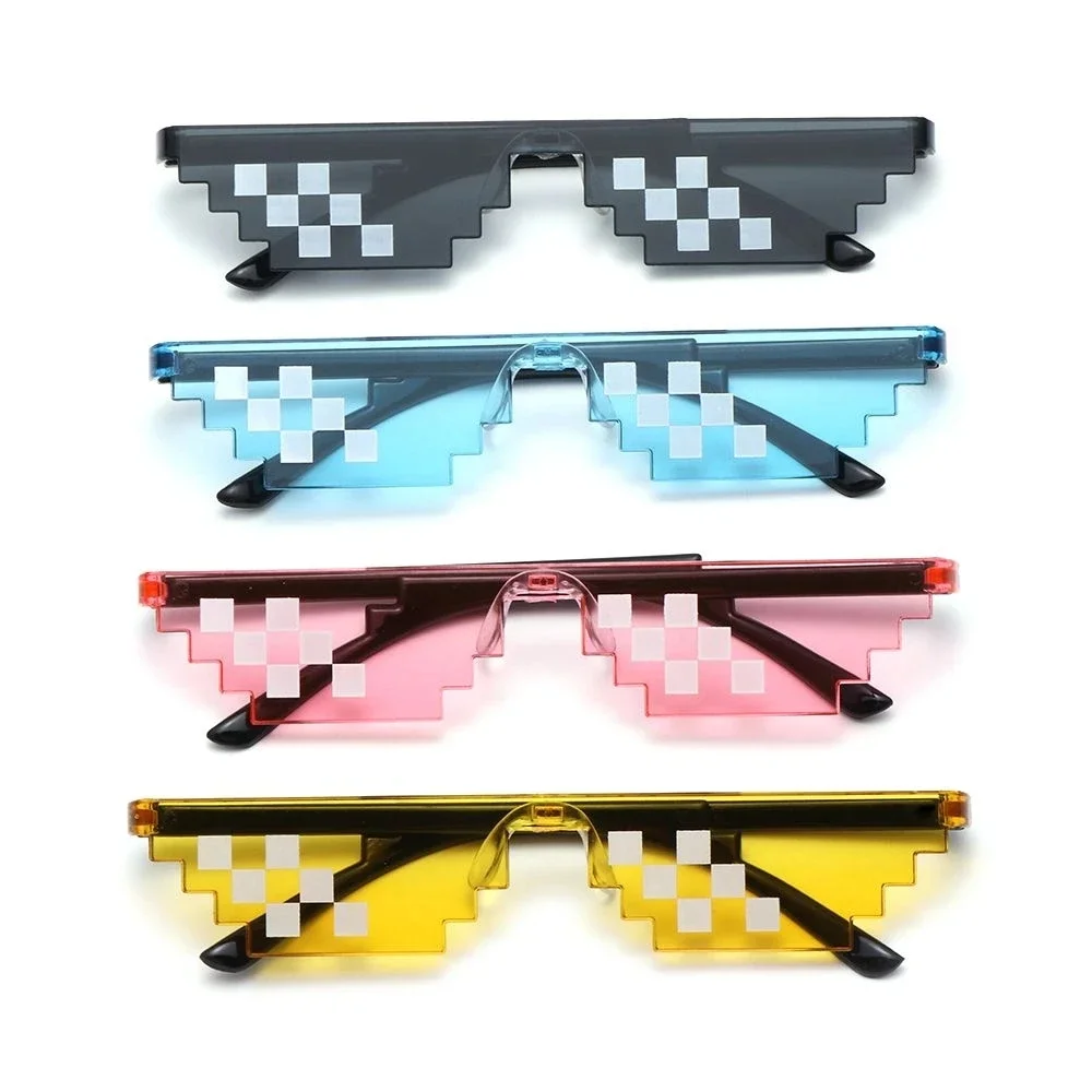 1PC NEW Mosaic Sunglasses Trick Toy Thug Life Glasses Deal With It Glasses Pixel Black Mosaic Sunglasses Cool Jokes Funny Toys